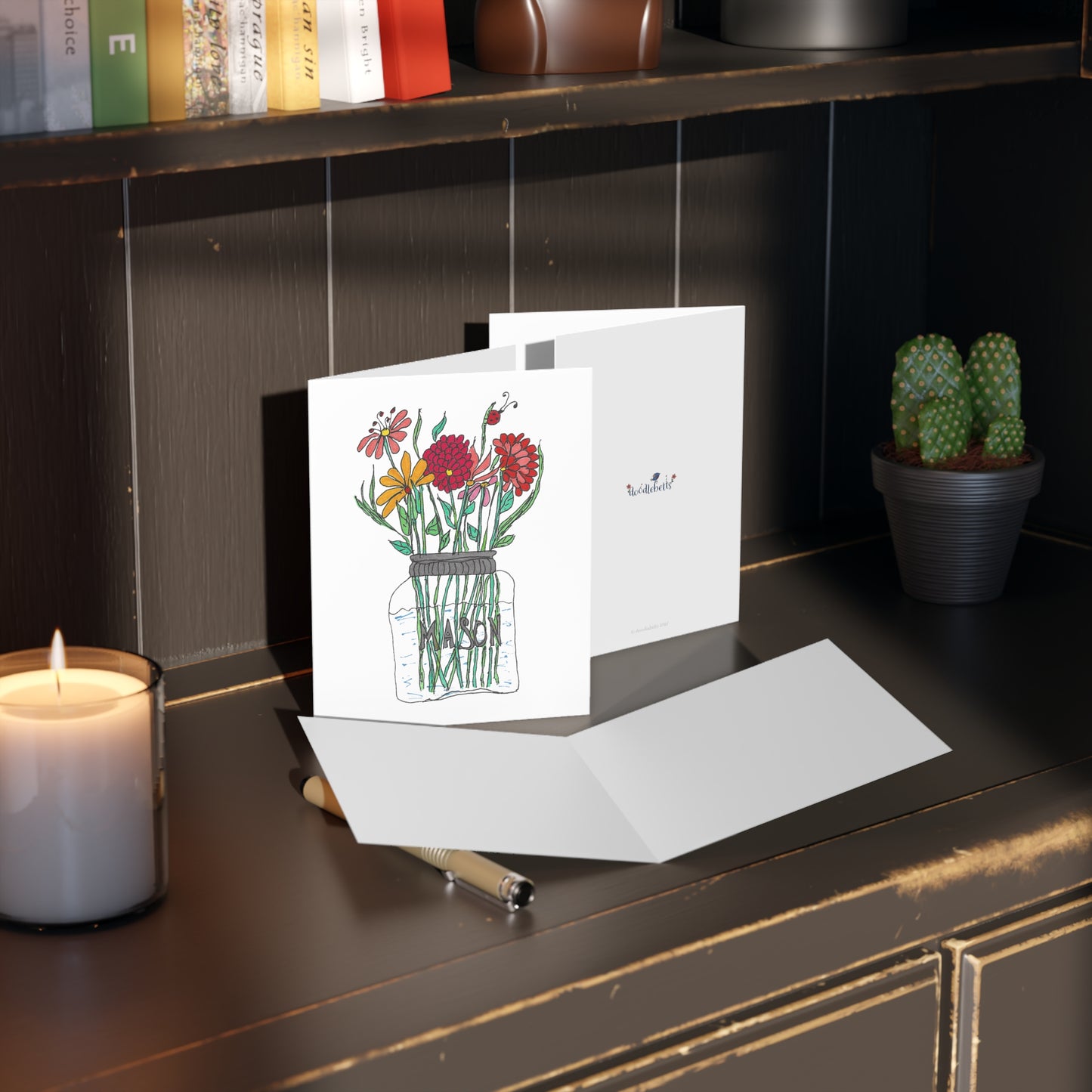 Wildflowers in a Mason Jar Greeting cards (8, 16, or 24 pcs)