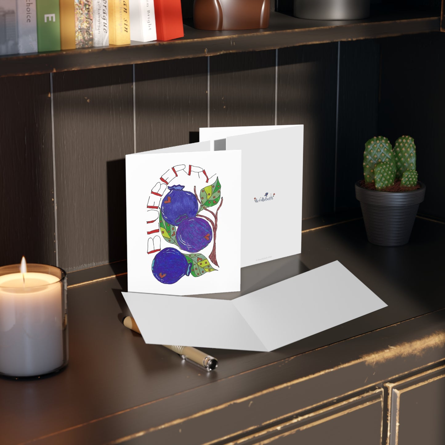Blueberries Greeting Card Set — Hand-Drawn Fruit Note Cards (8/16/24 pcs)