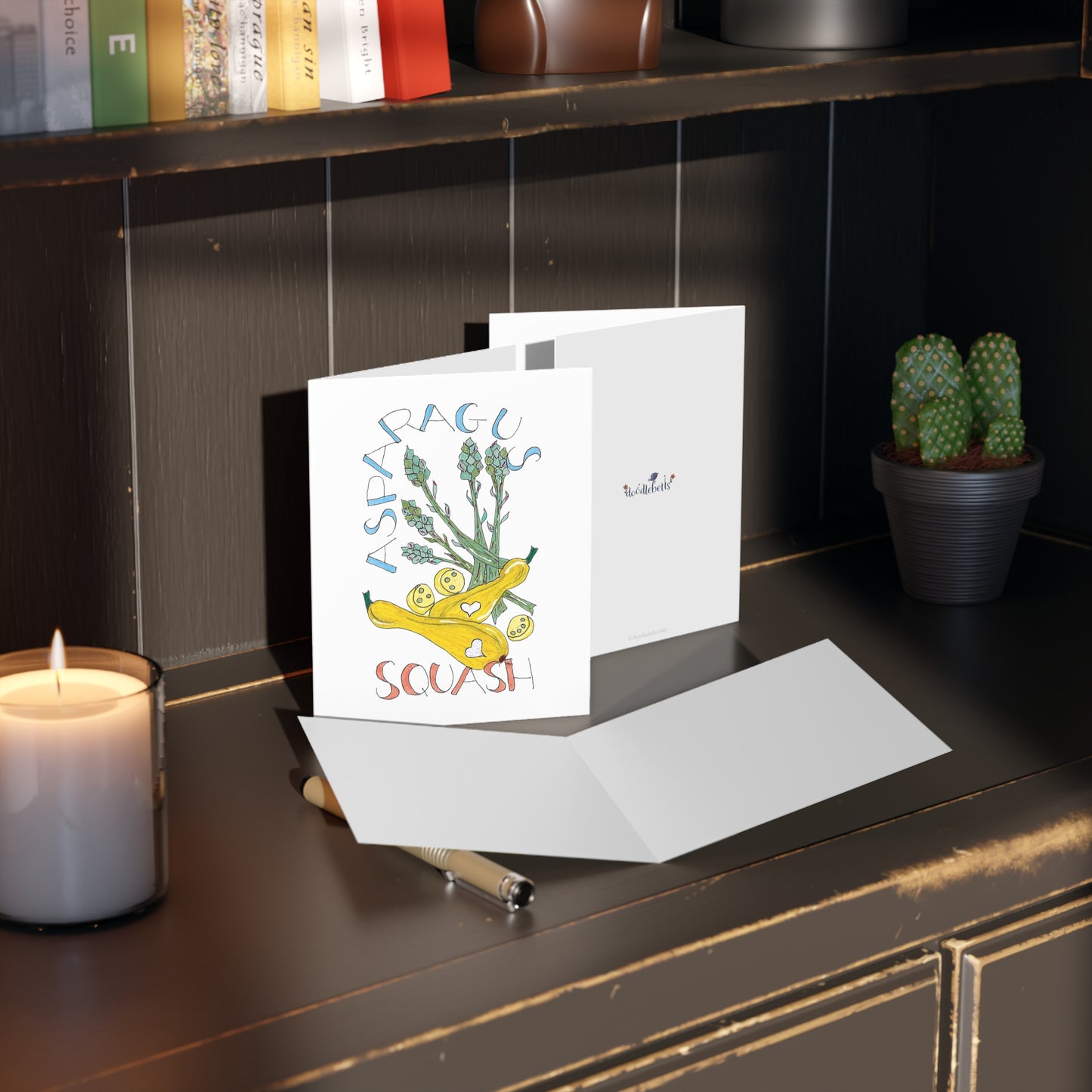 Asparagus & Squash Greeting Card Set — Cute Vegetable Note Cards (8/16/24 pcs)