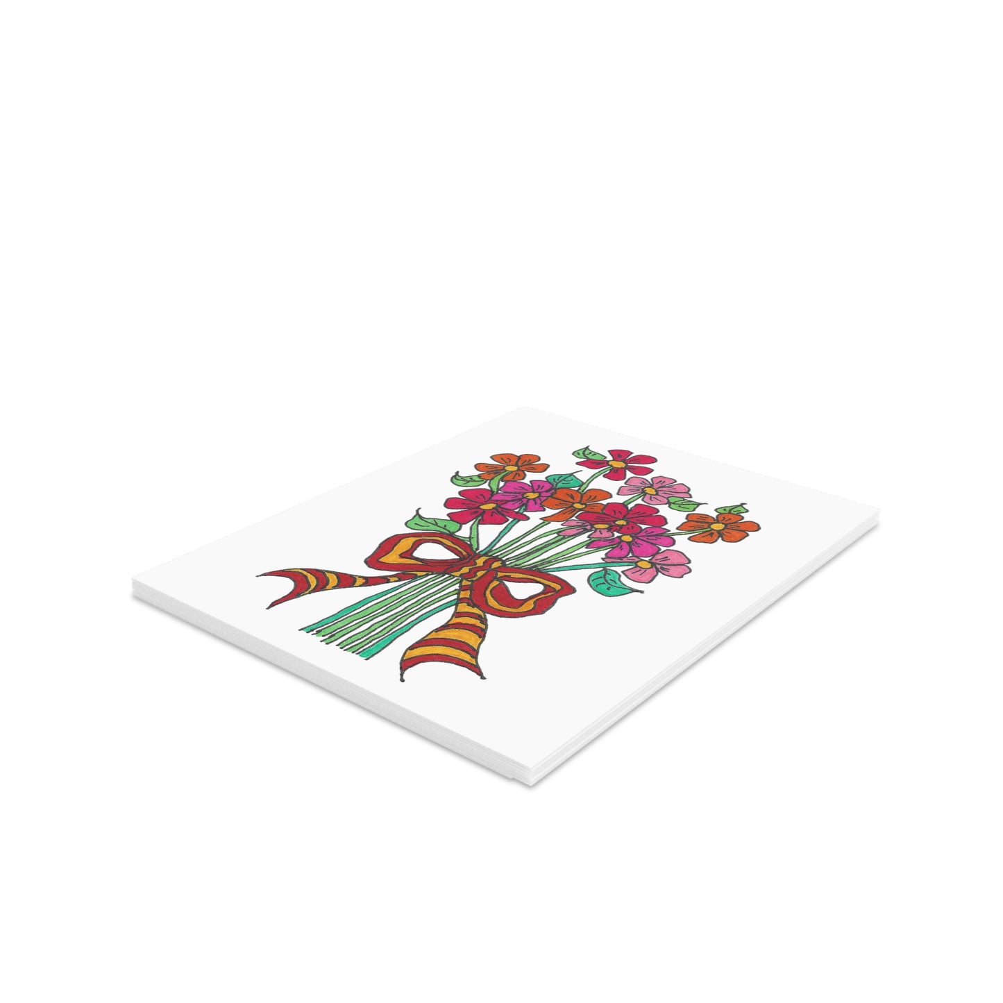 Pinks and Orange Wildflower Hand-tie Greeting cards (8, 16, or 24 pcs)
