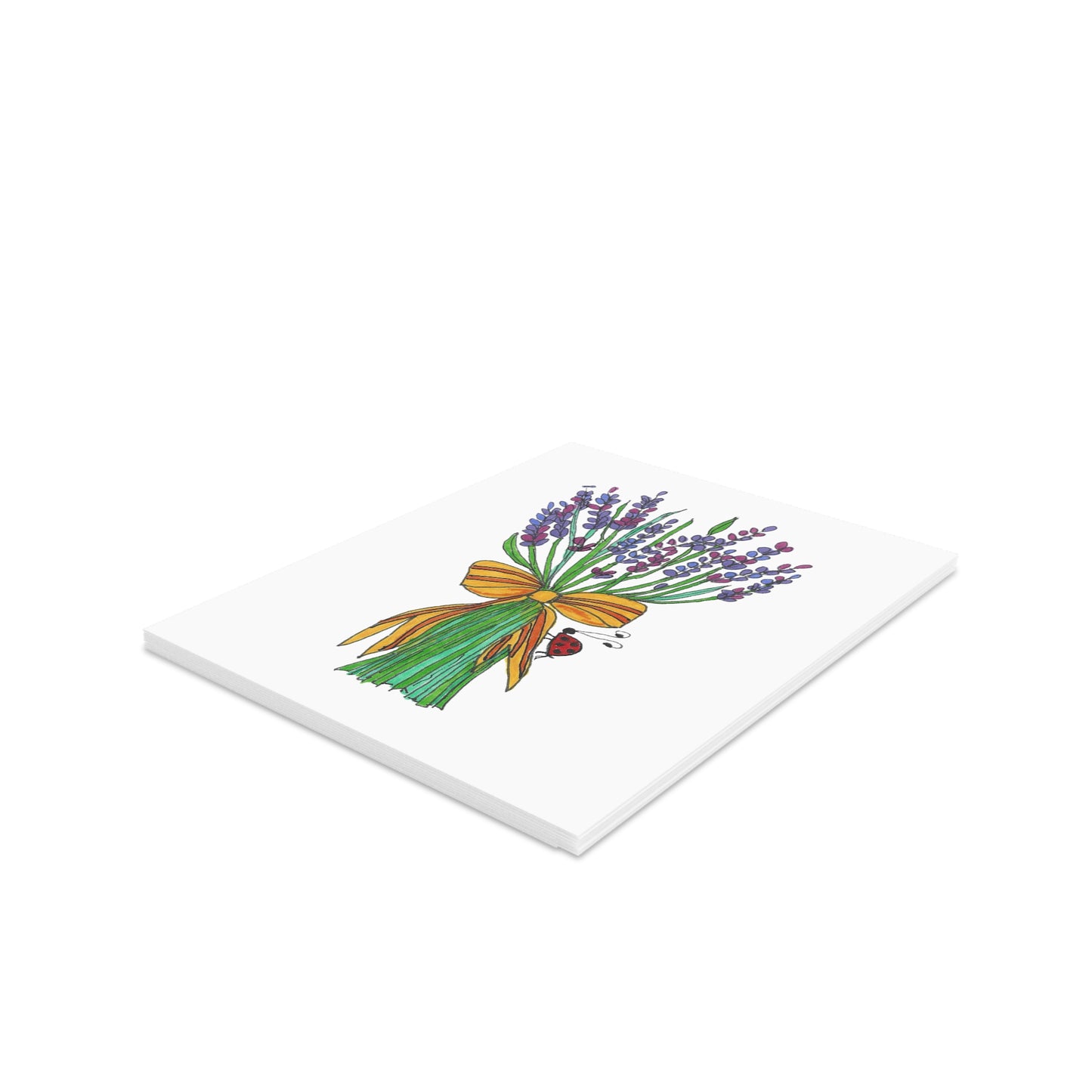 Lavender Hand-tie and Ladybug Greeting cards (8, 16, or 24 pcs)