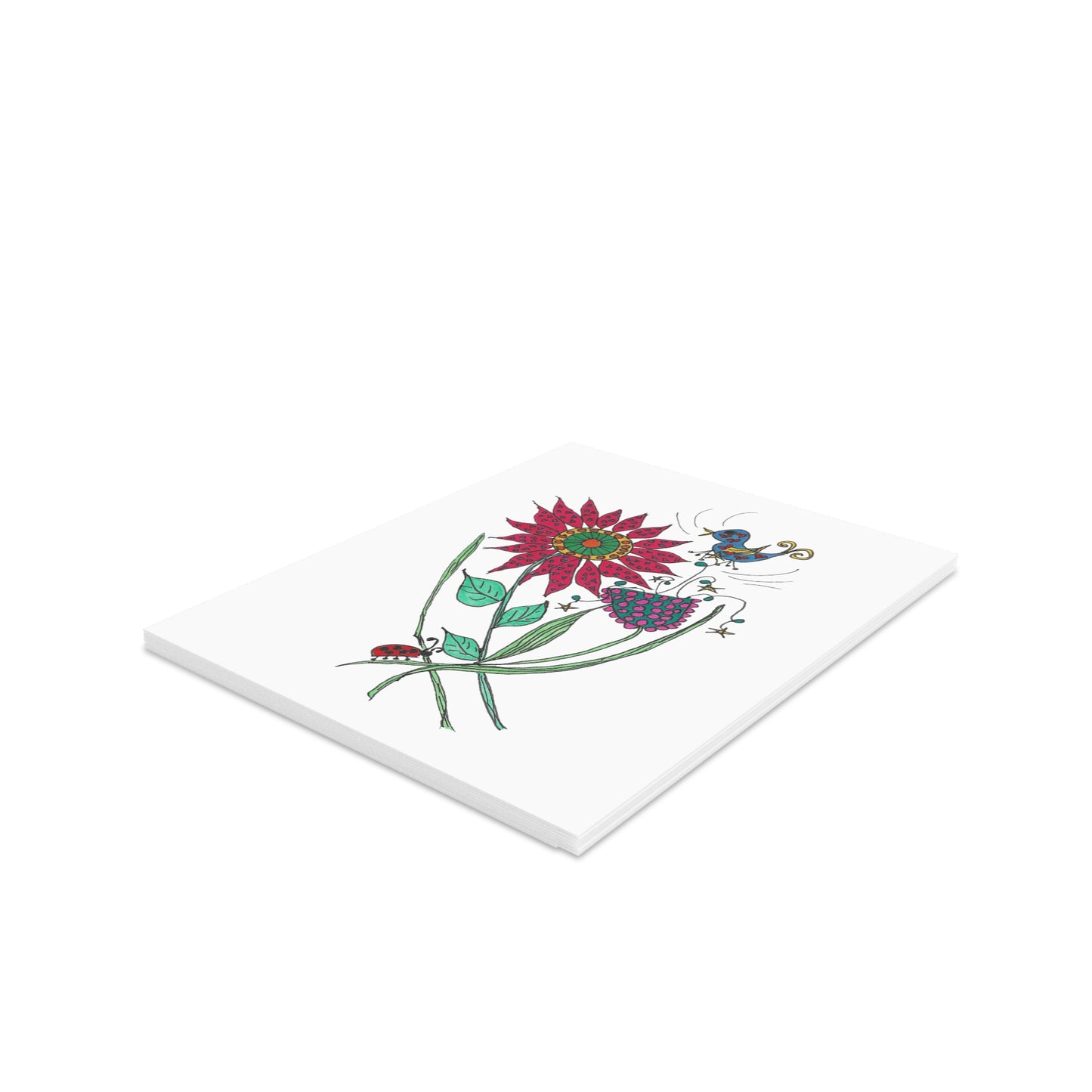 Songbird and Flowers Greeting cards (8, 16, or 24 pcs)