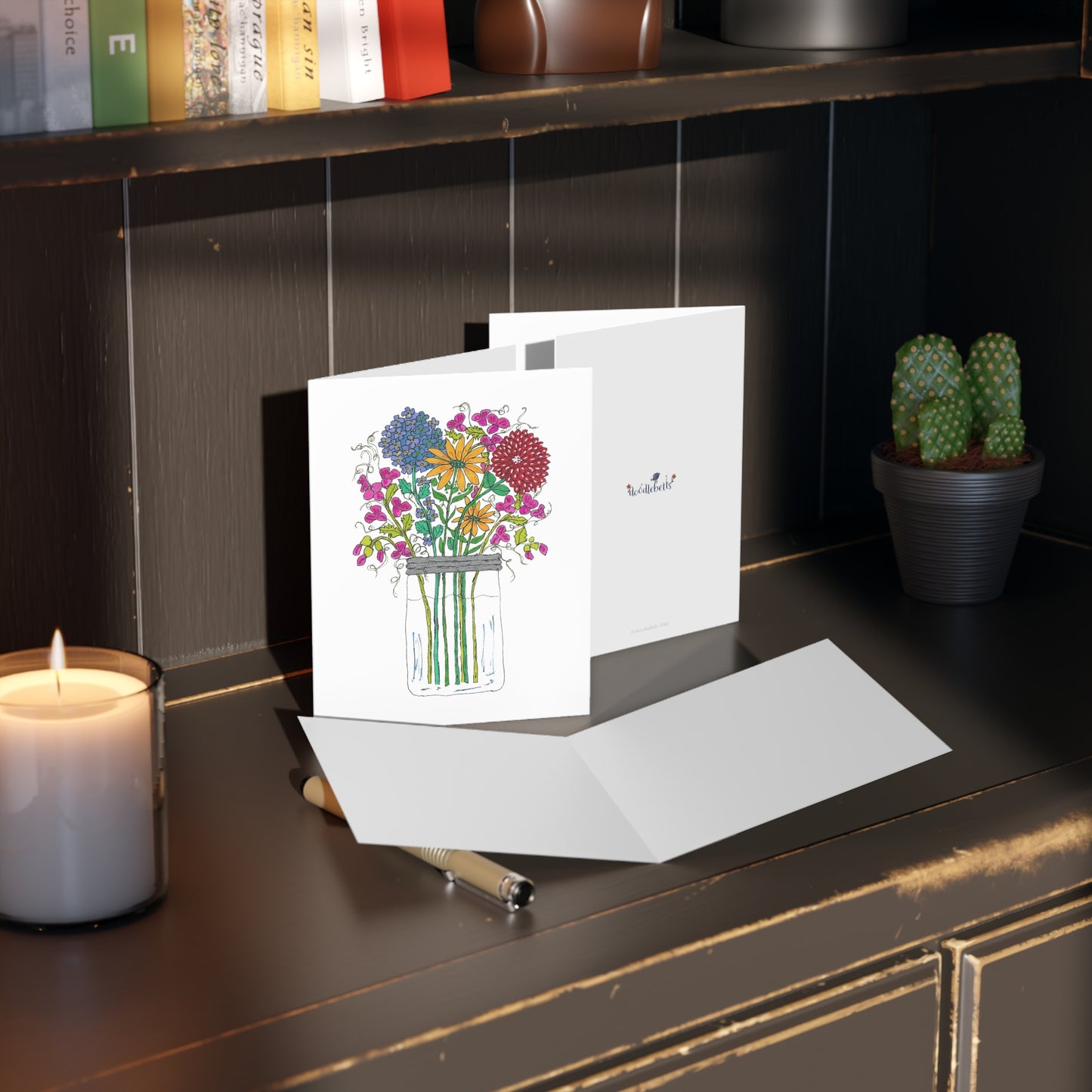 Garden Flowers in a Jar Greeting cards (8, 16, or 24 pcs)
