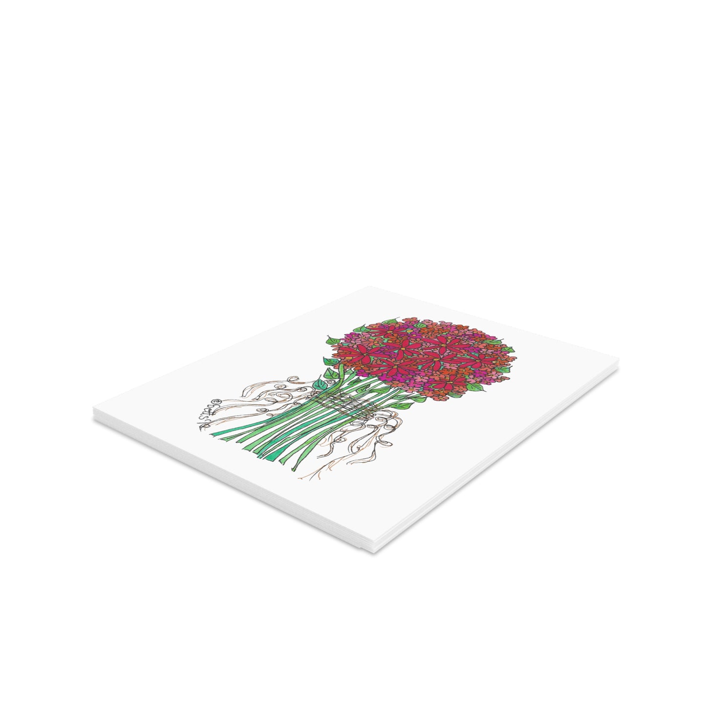 Magenta Bunch Hand-tie Greeting cards (8, 16, or 24 pcs)