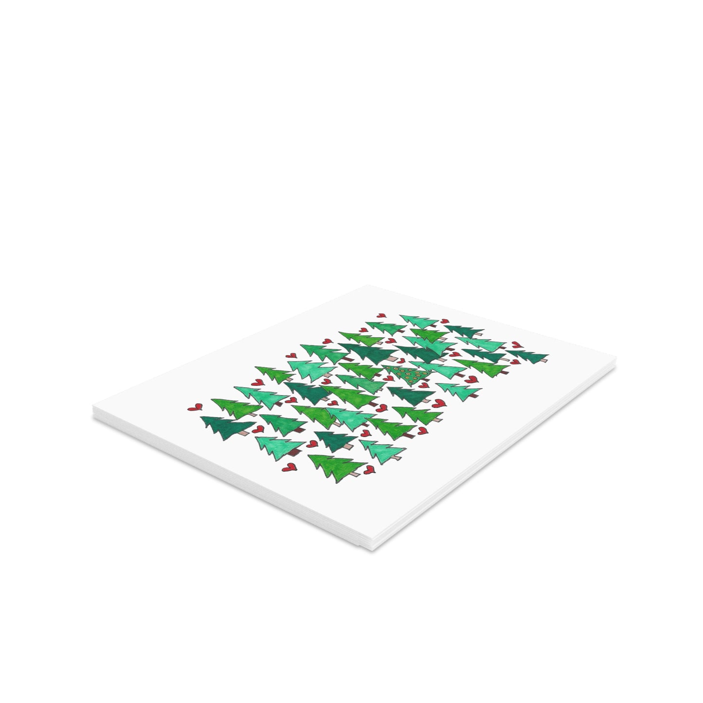 Christmas Tree Farm & Hearts Greeting cards (8, 16, or 24 pcs)