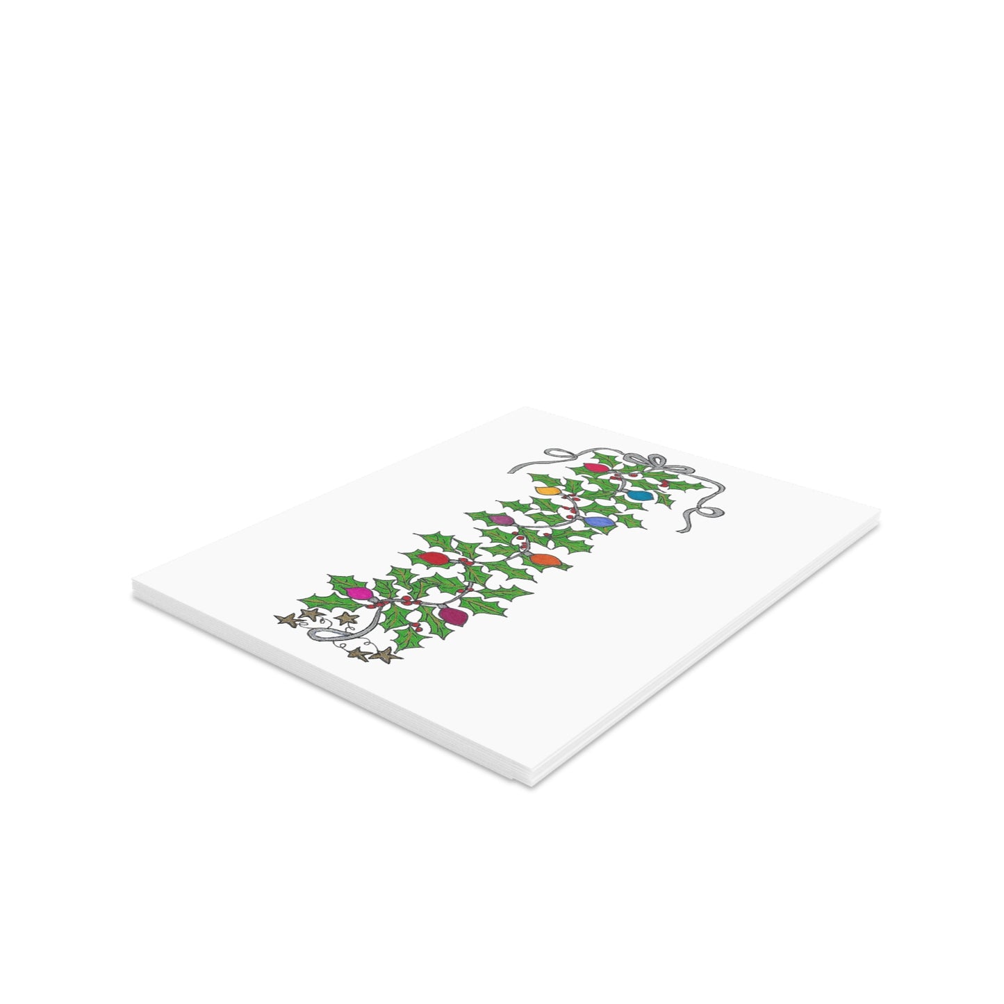 Holly & Lights Greeting cards (8, 16, or 24 pcs)