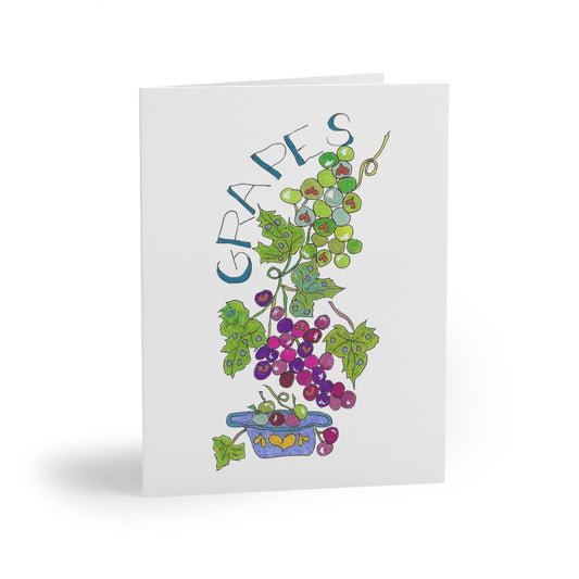 Red & Green Grapes Greeting Card Set — Hand-Drawn Note Cards (8/16/24 pcs)