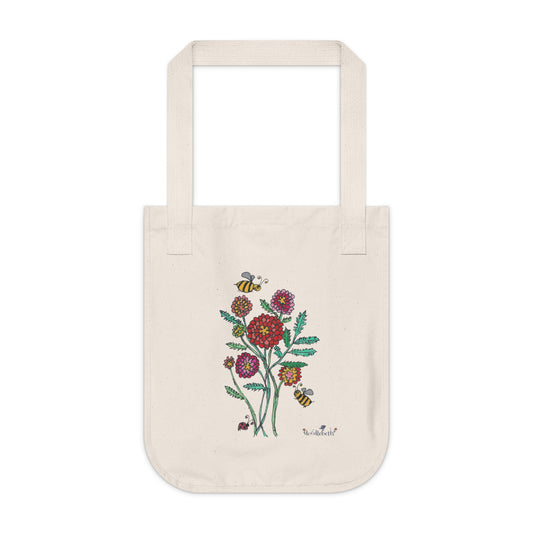 Bees & Dahlias Eco-Friendly Tote Bag – Sustainable & Stylish