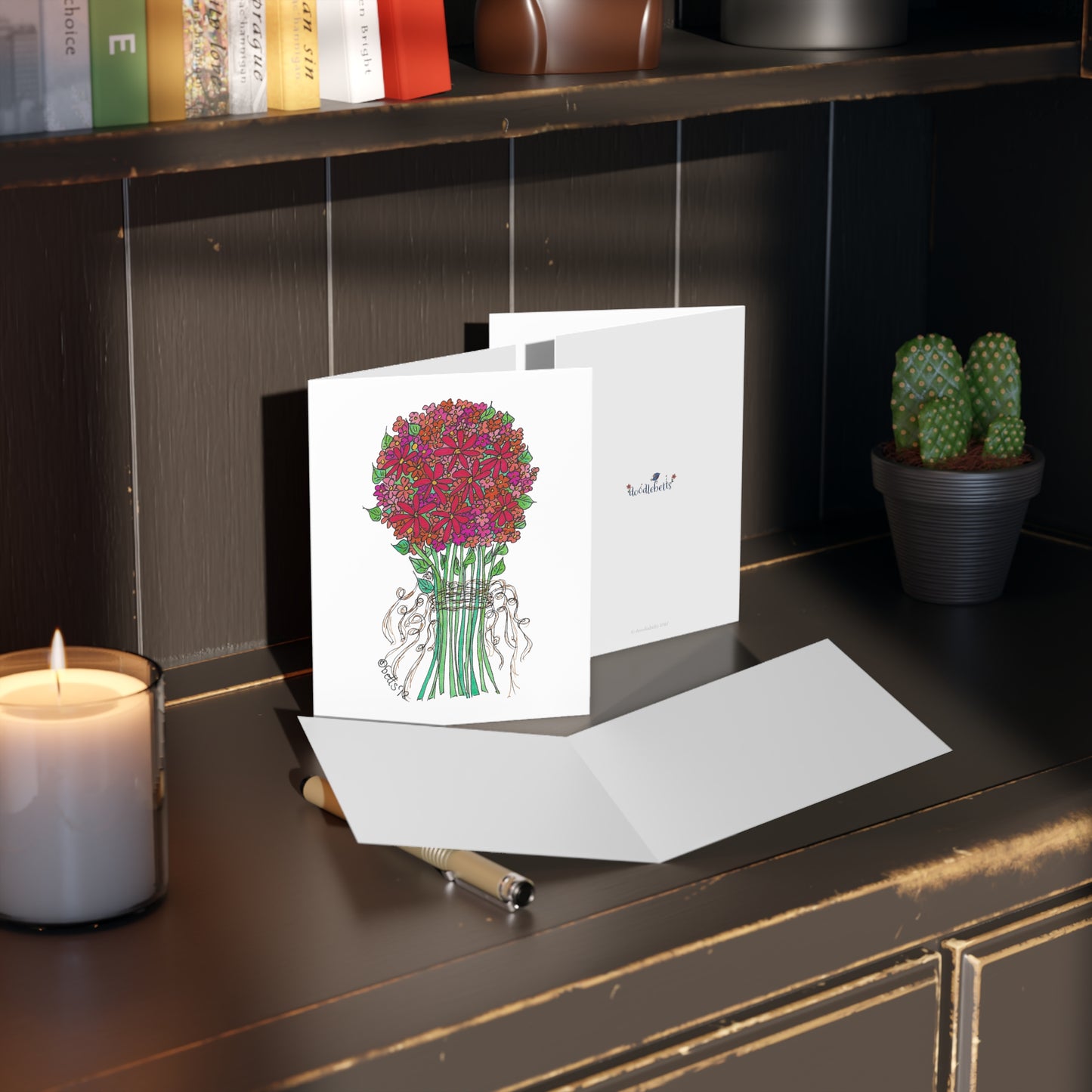 Magenta Bunch Hand-tie Greeting cards (8, 16, or 24 pcs)