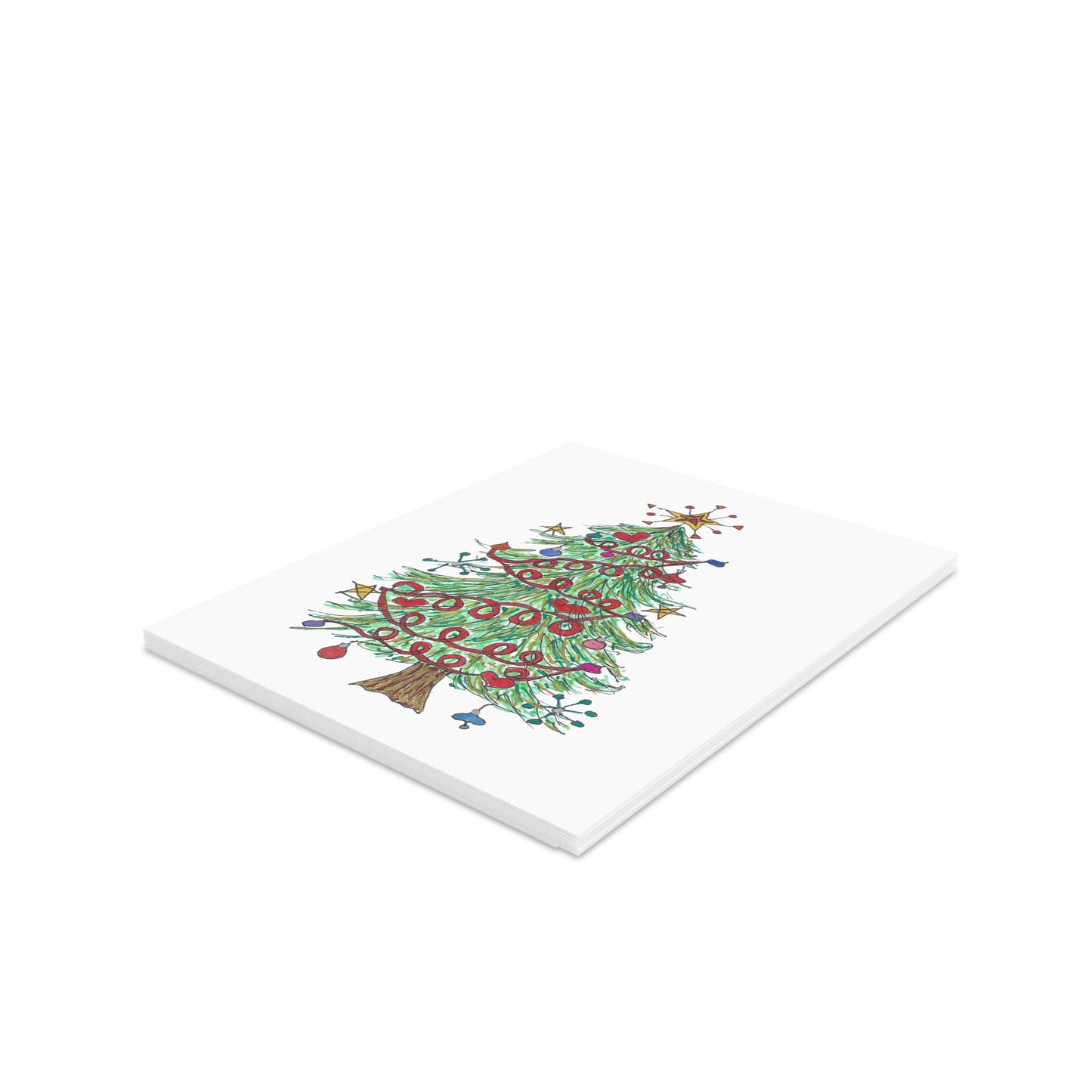 Christmas Tree & Hearts Garland Greeting cards (8, 16, or 24 pcs)