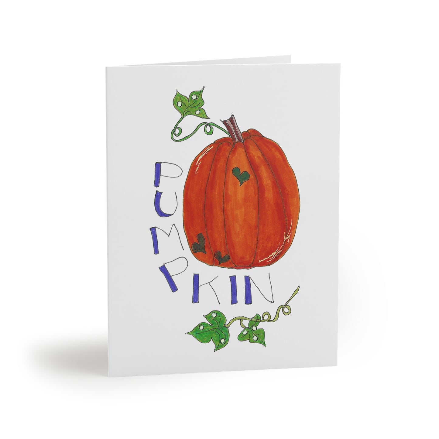 Harvest Pumpkin Greeting Card Set — Hand-Drawn Vegetable Note Cards (8/16/24 pcs)