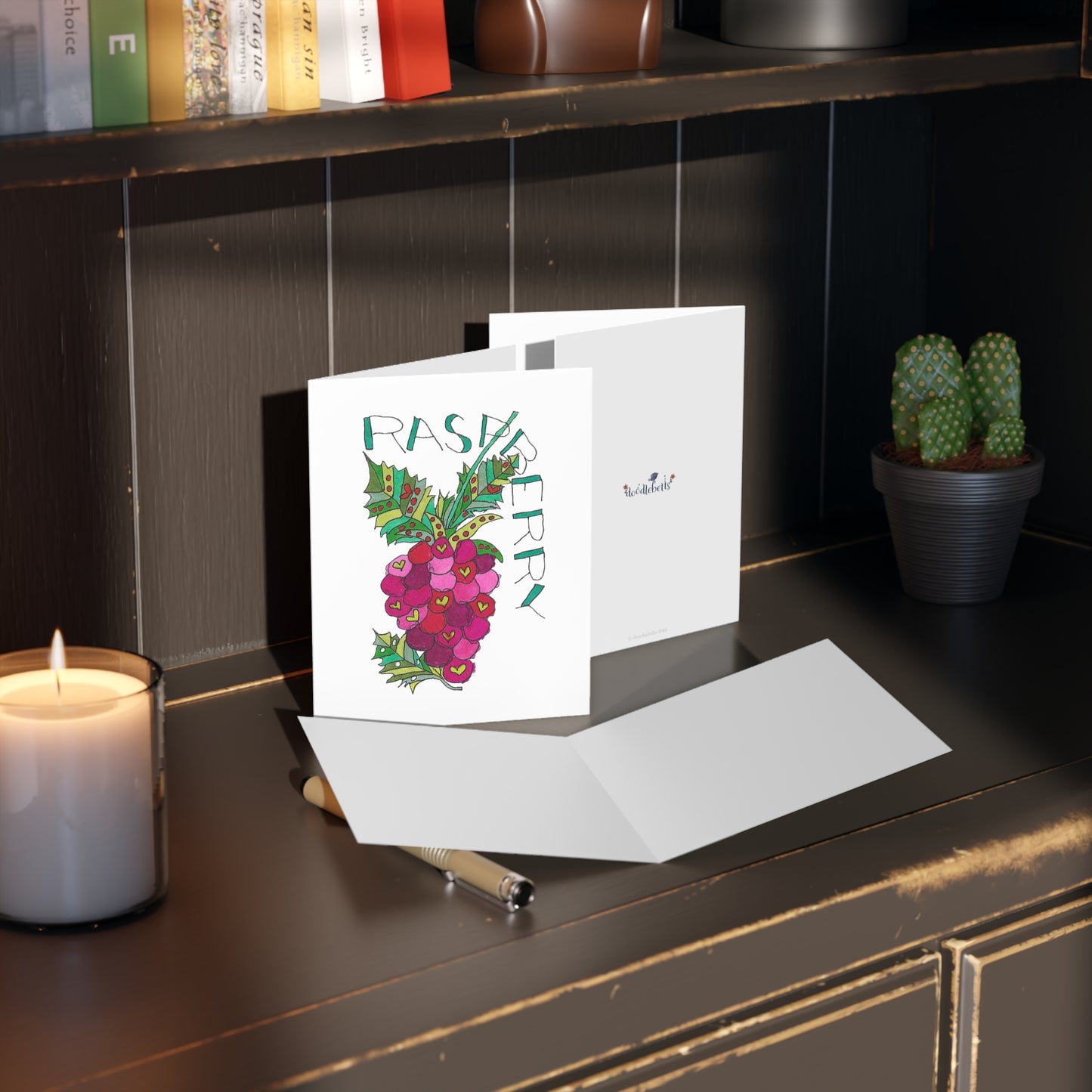 Plump Raspberry Greeting Card Set — Hand-Drawn Fruit Note Cards (8/16/24 pcs)