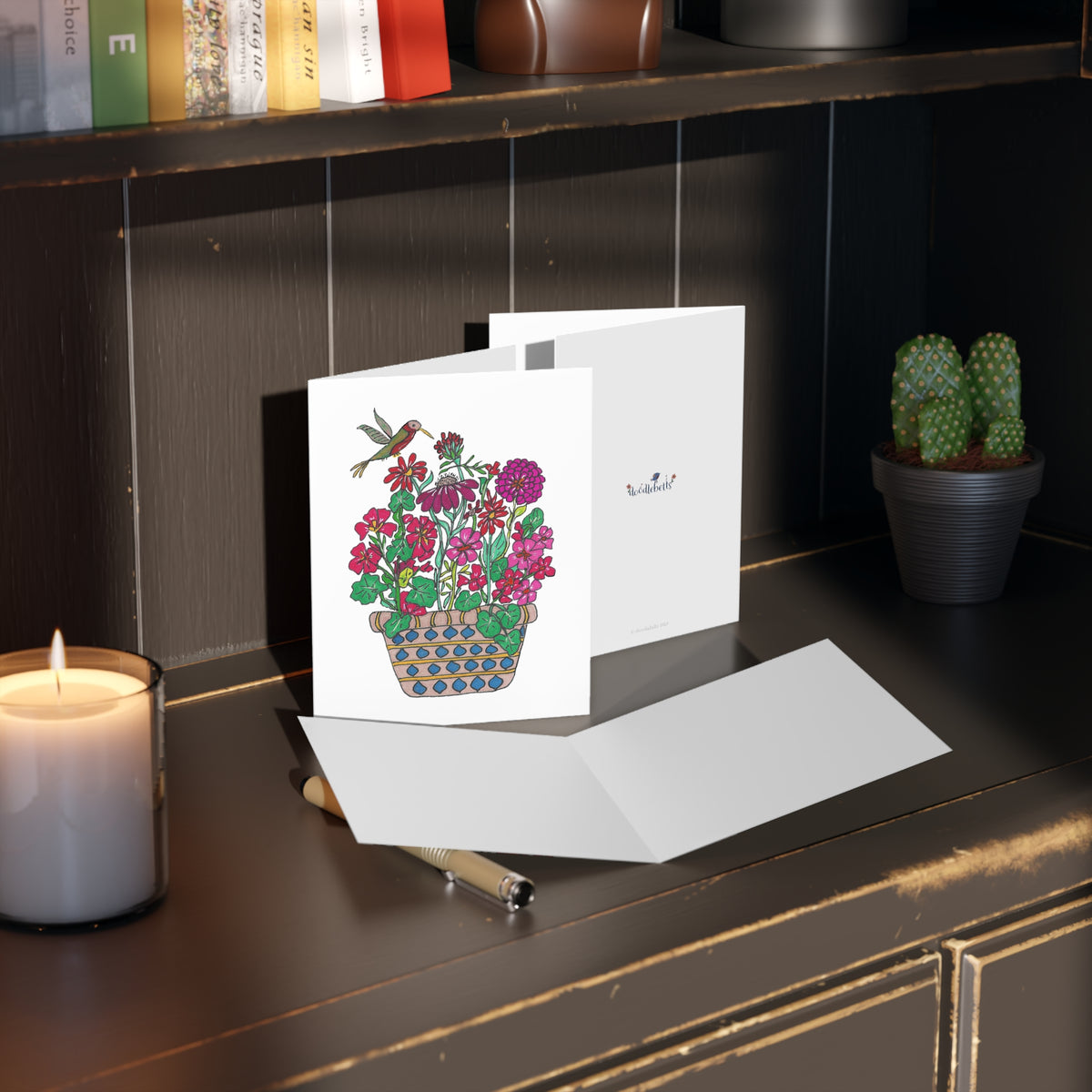 Flower Pot and Hummingbird Everyday Cards