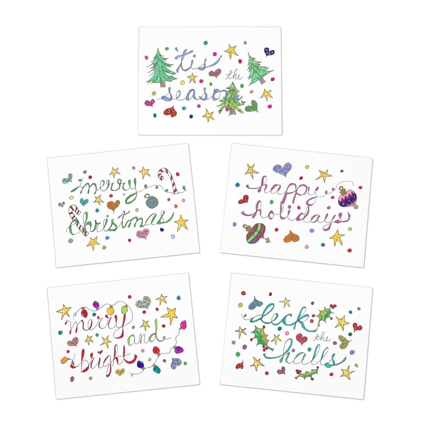 Holiday Cheer Greeting Card Multipack, 5 Festive Designs
