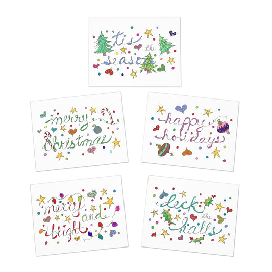 Holiday Cheer Greeting Card Multipack, 5 Festive Designs