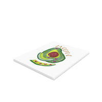 card with avocado design and text on a white background