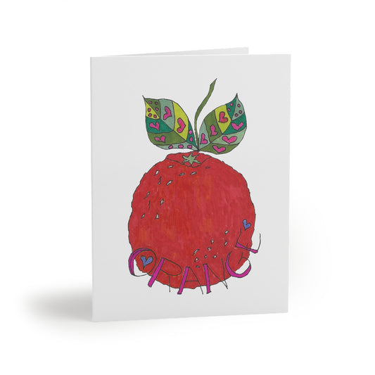 Blood Orange Greeting Card Set — Hand-Drawn Fruit Note Cards (8/16/24 pcs)