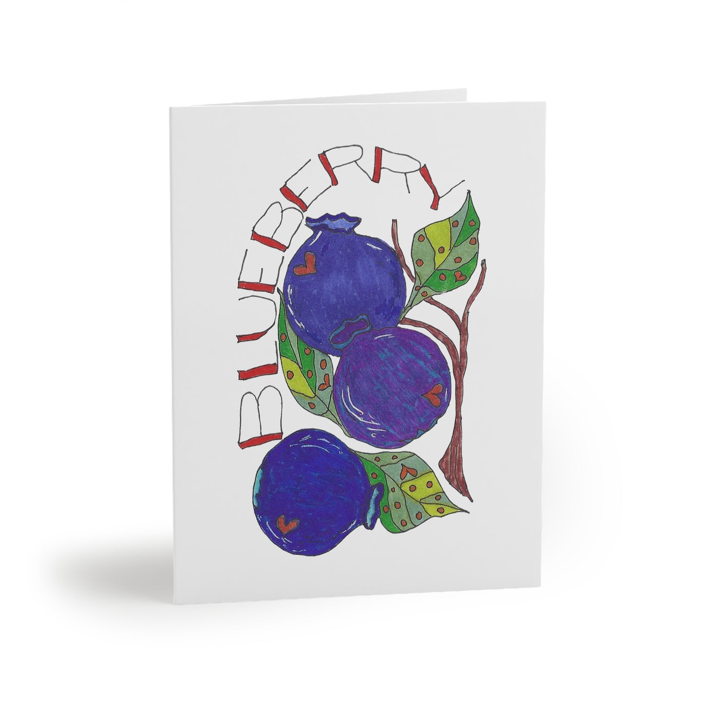 Blueberries Greeting Card Set — Hand-Drawn Fruit Note Cards (8/16/24 pcs)