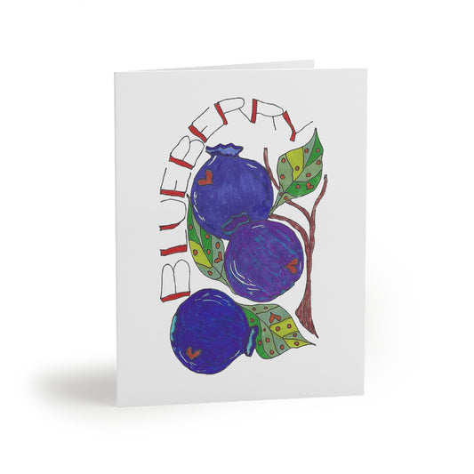 Blueberries Greeting Card Set — Hand-Drawn Fruit Note Cards (8/16/24 pcs)
