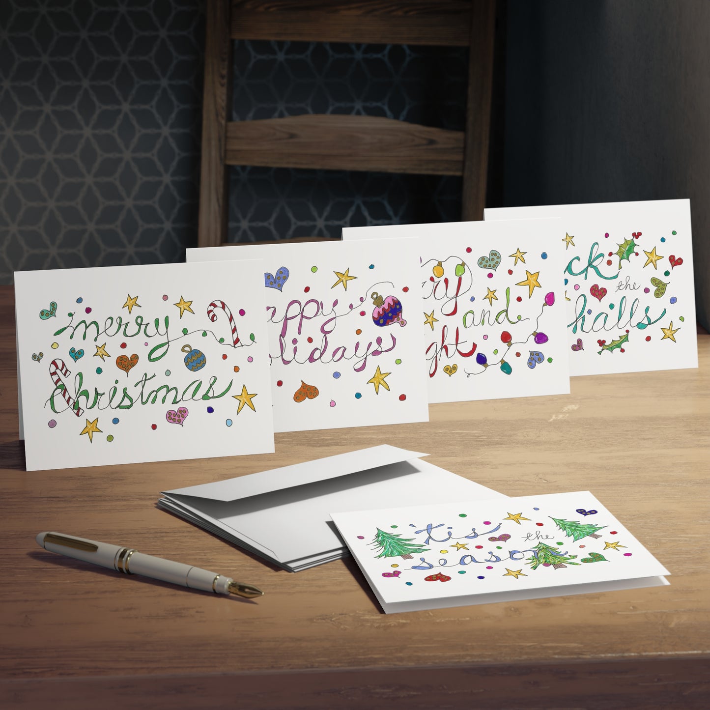 Holiday Cheer Greeting Card Multipack, 5 Festive Designs