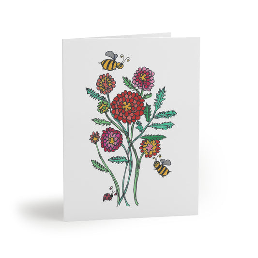 Buy Dahlias and Bees Greeting Cards (8, 16, or 24 pcs) – Colorful Floral Sets
