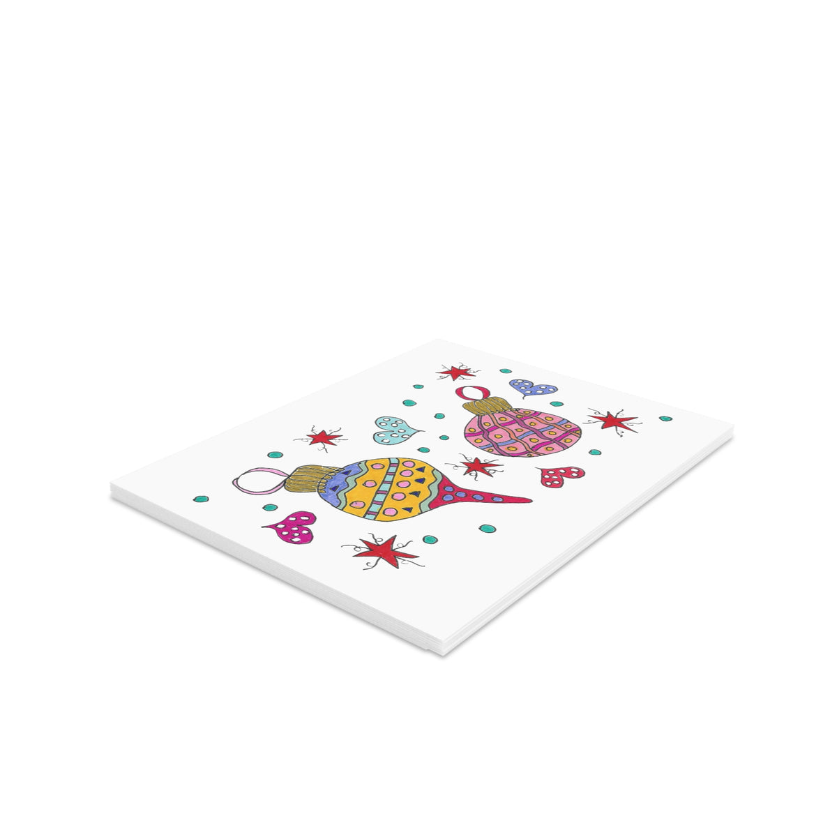Ornaments & Hearts Greeting cards (8, 16, or 24 pcs)