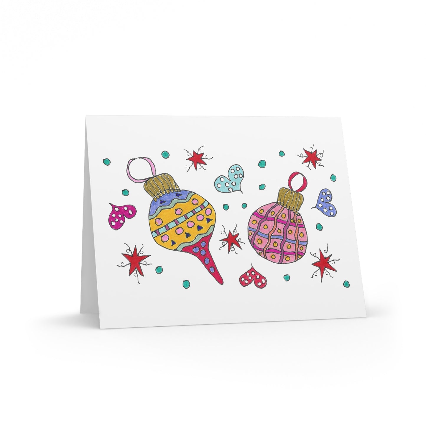 Ornaments & Hearts Greeting cards (8, 16, or 24 pcs)