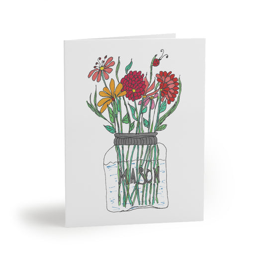 Wildflowers in a Mason Jar Greeting cards (8, 16, or 24 pcs)