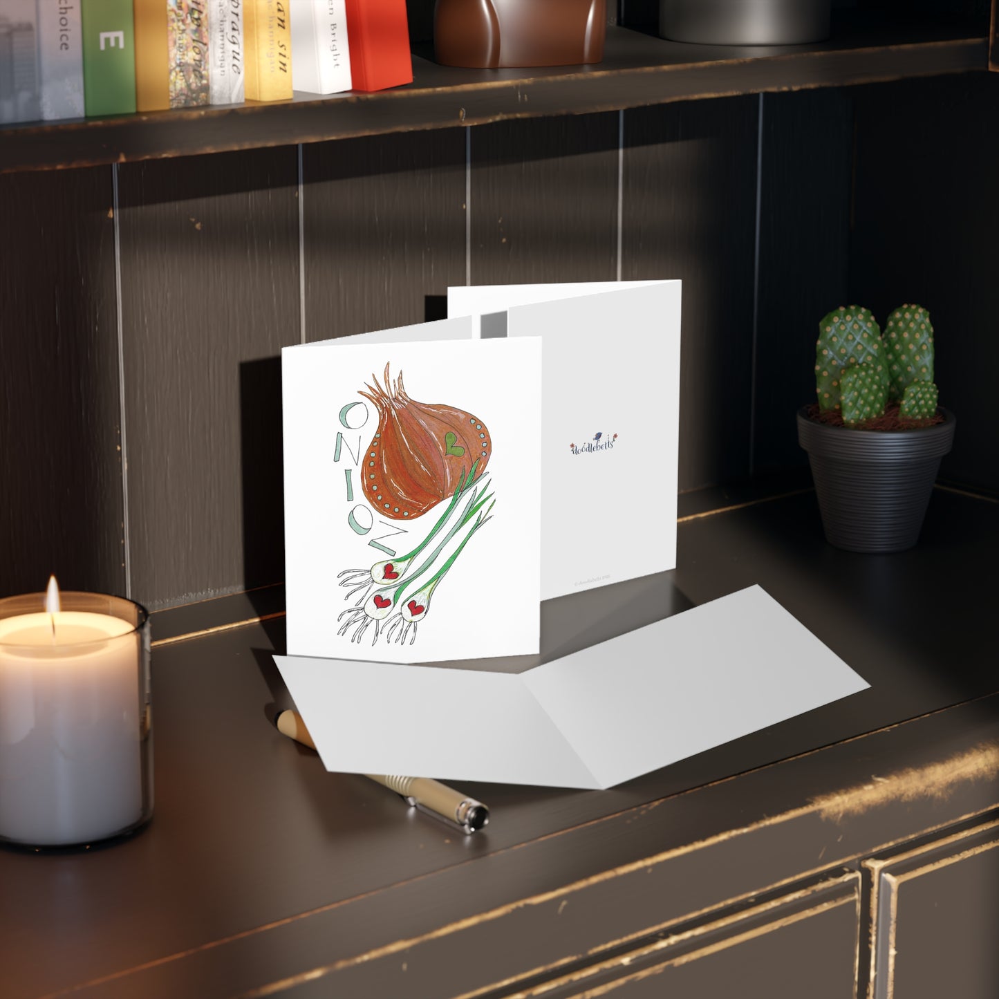 Onions Greeting Card Set — Hand-Drawn Vegetable Note Cards (8/16/24 pcs)