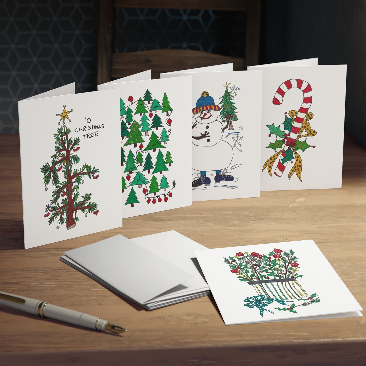 O' Christmas Tree Greeting Card Multipack, 5 Festive Designs