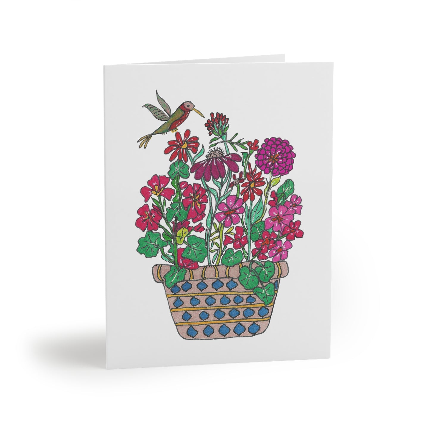 Flower Pot and Hummingbird Greeting cards (8, 16, or 24 pcs)
