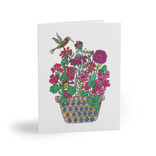 Flower Pot and Hummingbird Greeting cards (8, 16, or 24 pcs)