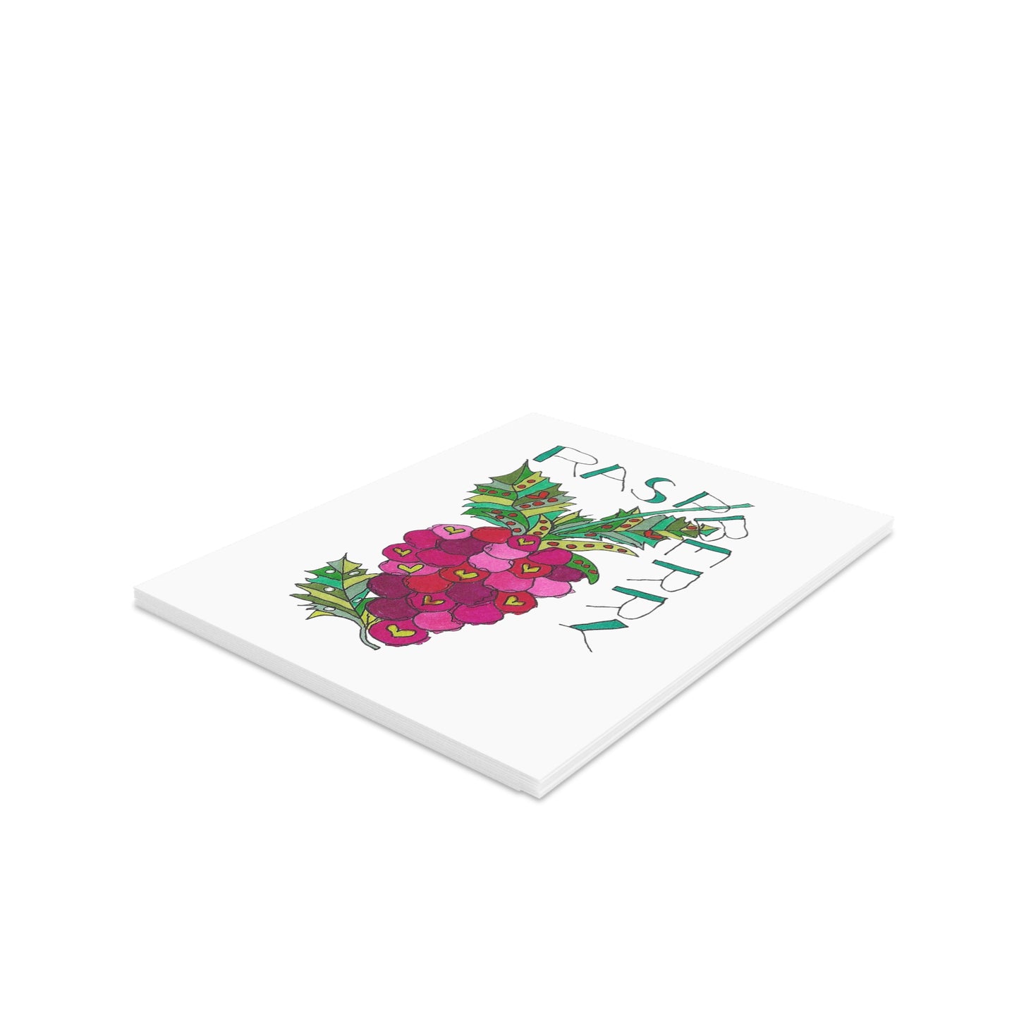 Plump Raspberry Greeting Card Set — Hand-Drawn Fruit Note Cards (8/16/24 pcs)