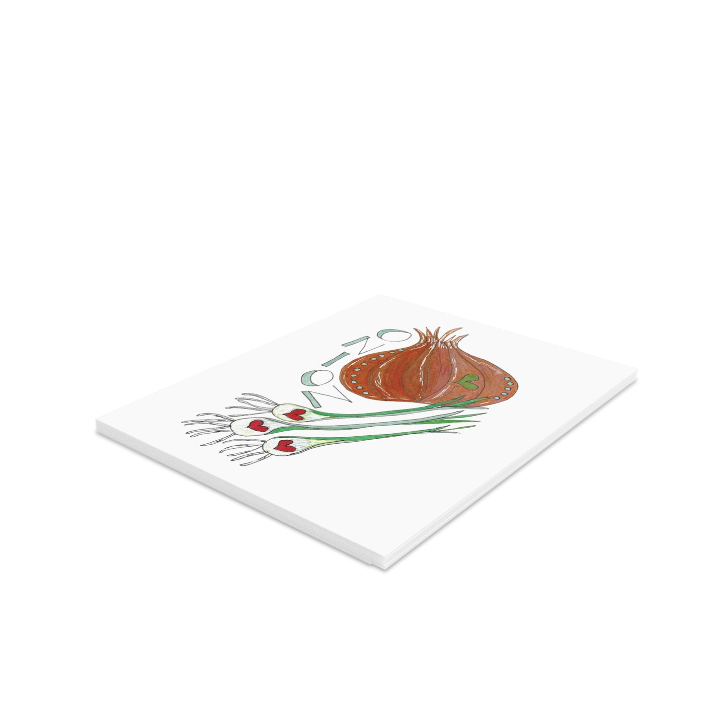 Onions Greeting Card Set — Hand-Drawn Vegetable Note Cards (8/16/24 pcs)