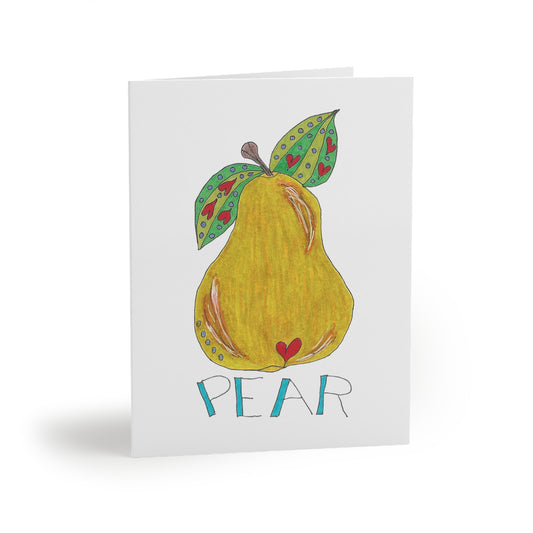 Crisp Pear Greeting Card Set — Hand-Drawn Fruit Note Cards (8/16/24 pcs)