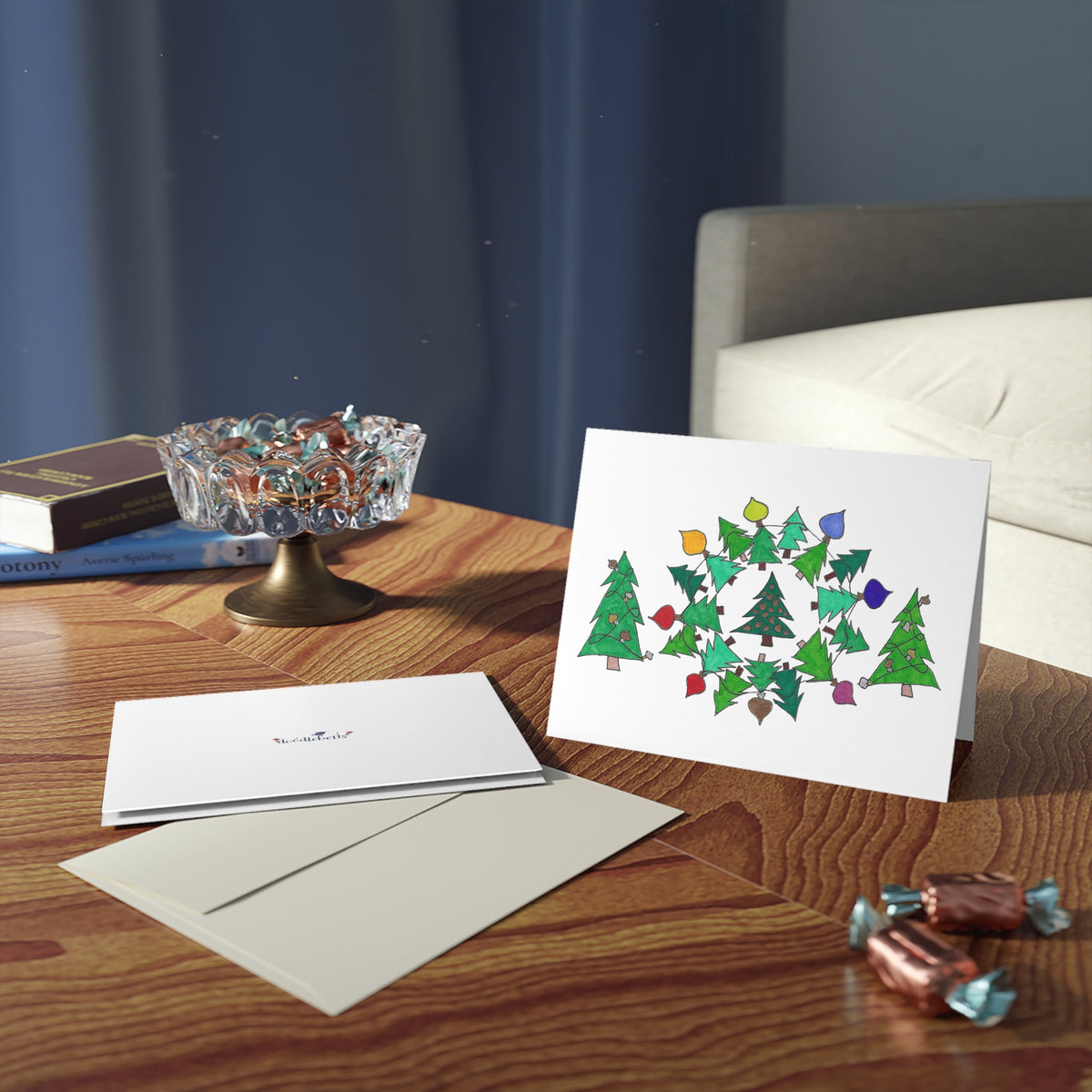 Christmas Trees & Lights Greeting cards (8, 16, or 24 pcs)