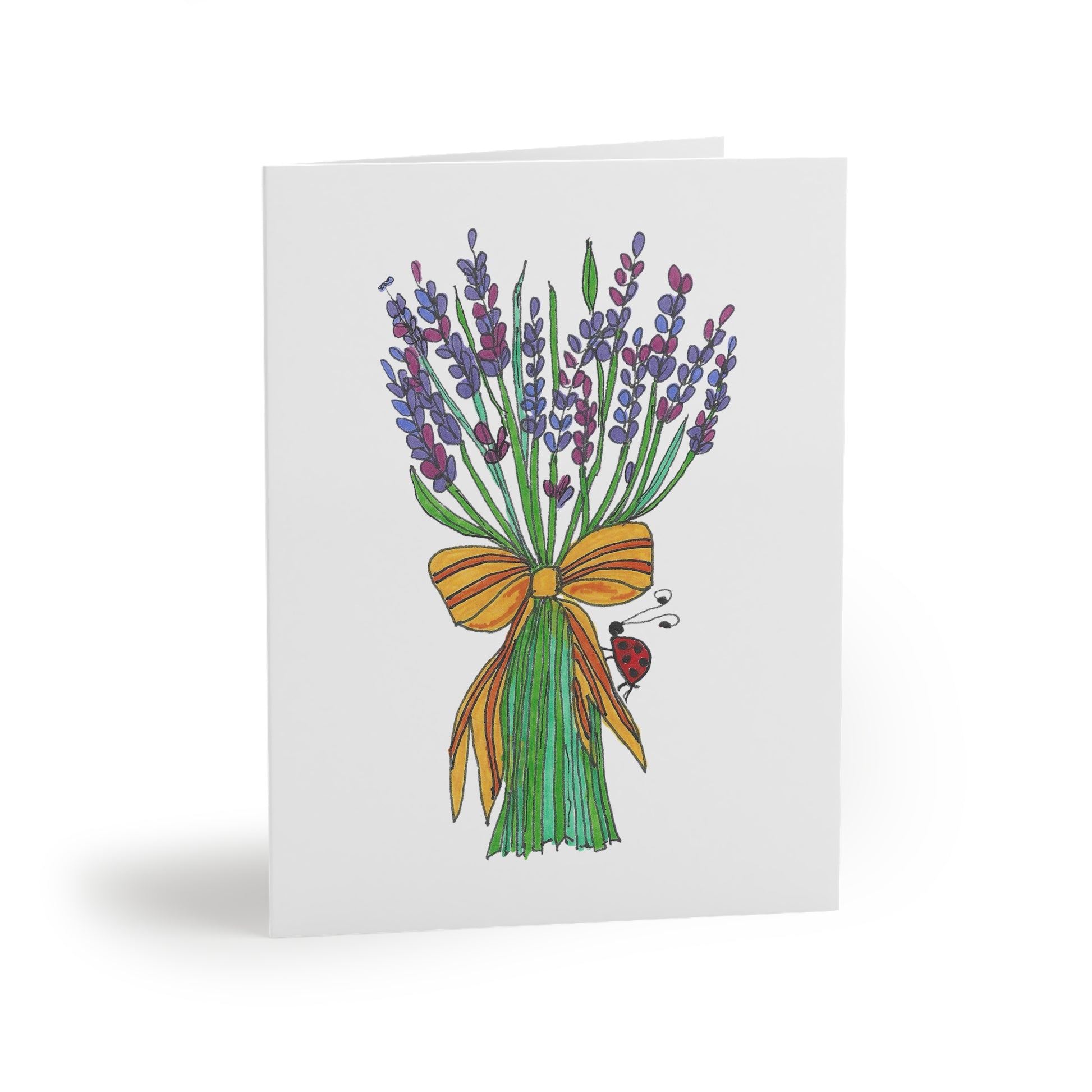 Lavender Hand-tie and Ladybug Greeting Cards – Perfect for Every Occasion