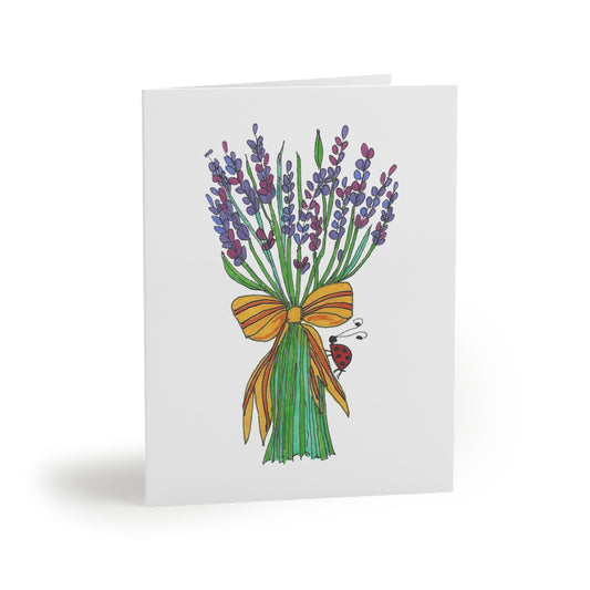 Lavender Hand-tie and Ladybug Greeting Cards – Perfect for Every Occasion