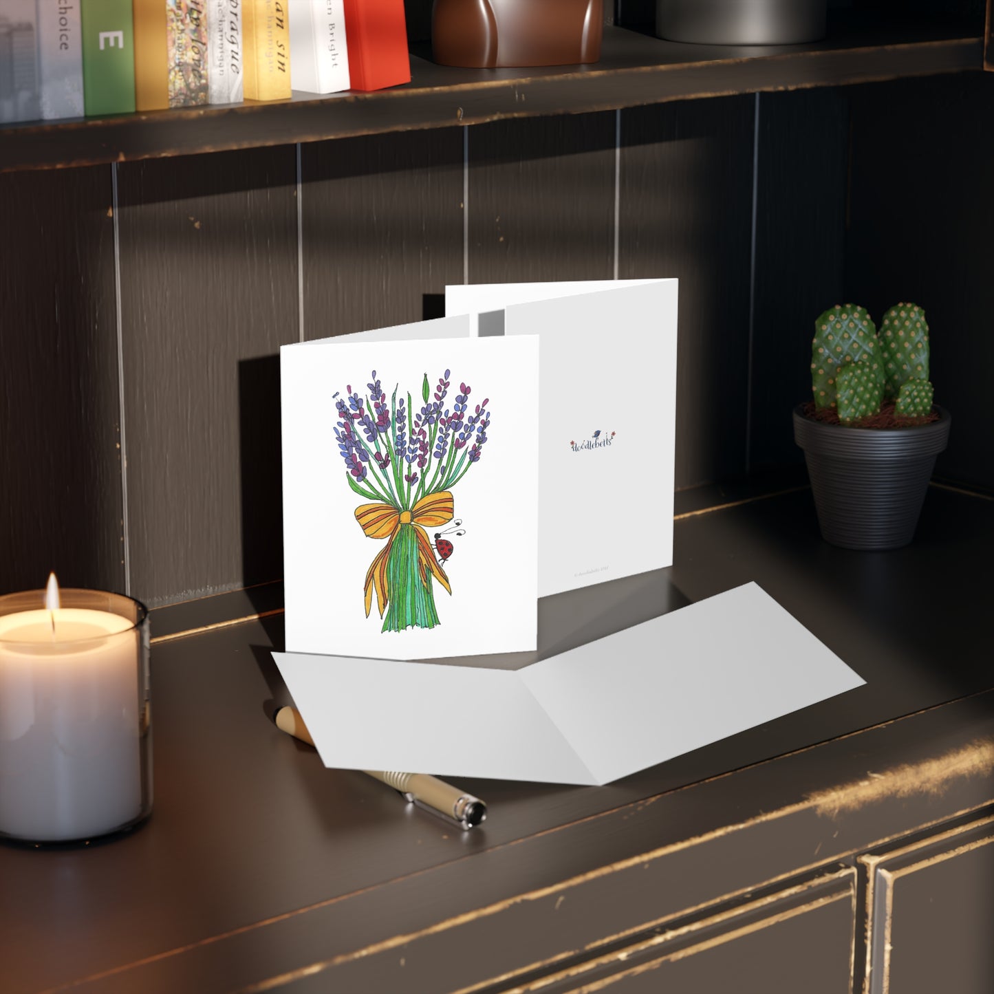 Lavender Hand-tie and Ladybug Greeting cards (8, 16, or 24 pcs)