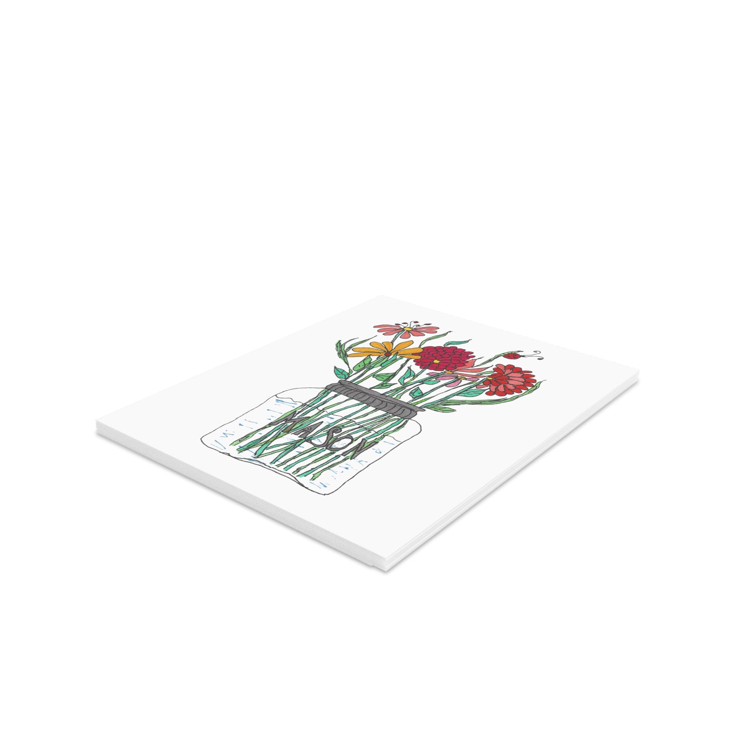 Wildflowers in a Mason Jar Greeting cards (8, 16, or 24 pcs)
