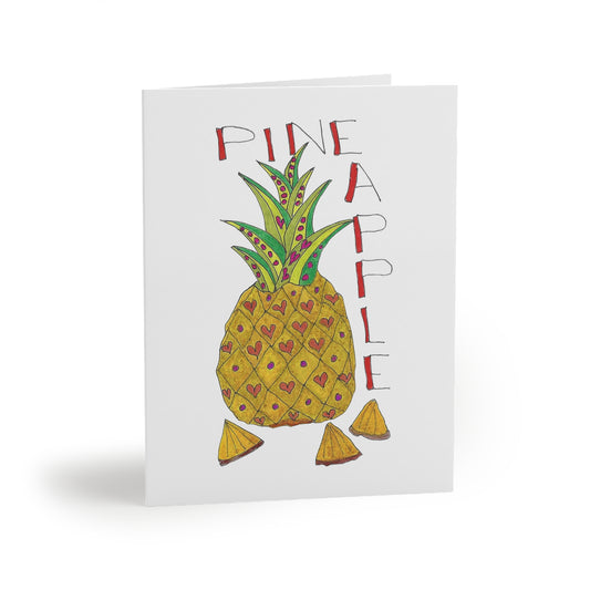 Pineapple Love Greeting Card Set — Hand-Drawn Fruit Note Cards (8/16/24 pcs)
