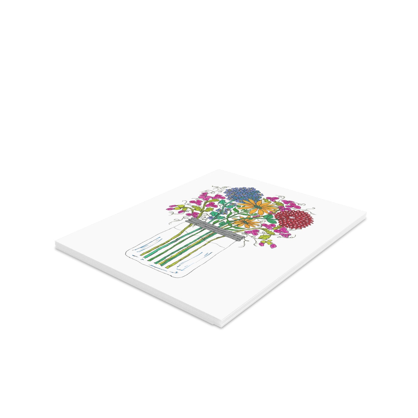 Garden Flowers in a Jar Greeting cards (8, 16, or 24 pcs)