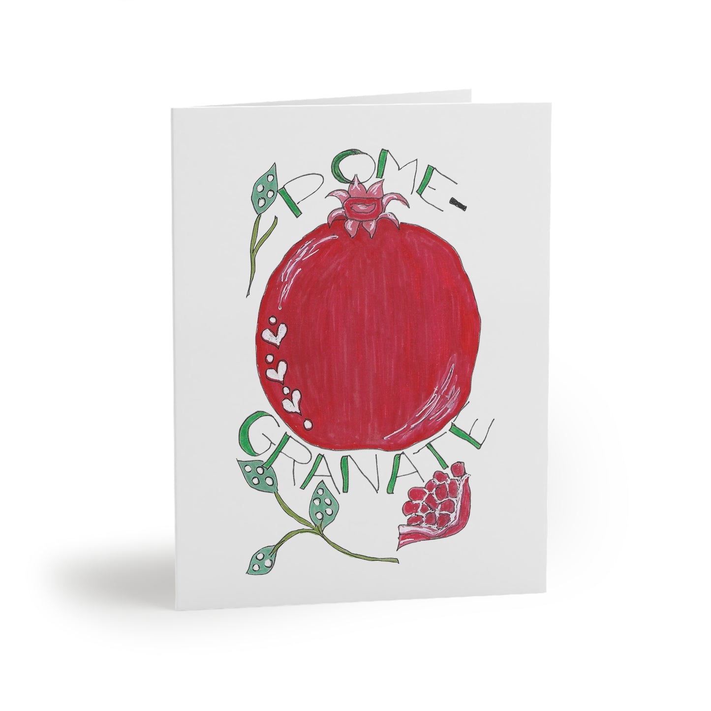 Pomegranate Greeting Card Set — Hand-Drawn Fruit Note Cards (8/16/24 pcs)