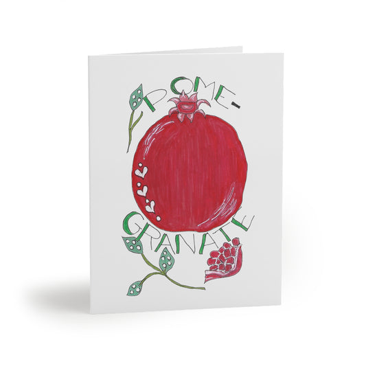 Pomegranate Greeting Card Set — Hand-Drawn Fruit Note Cards (8/16/24 pcs)