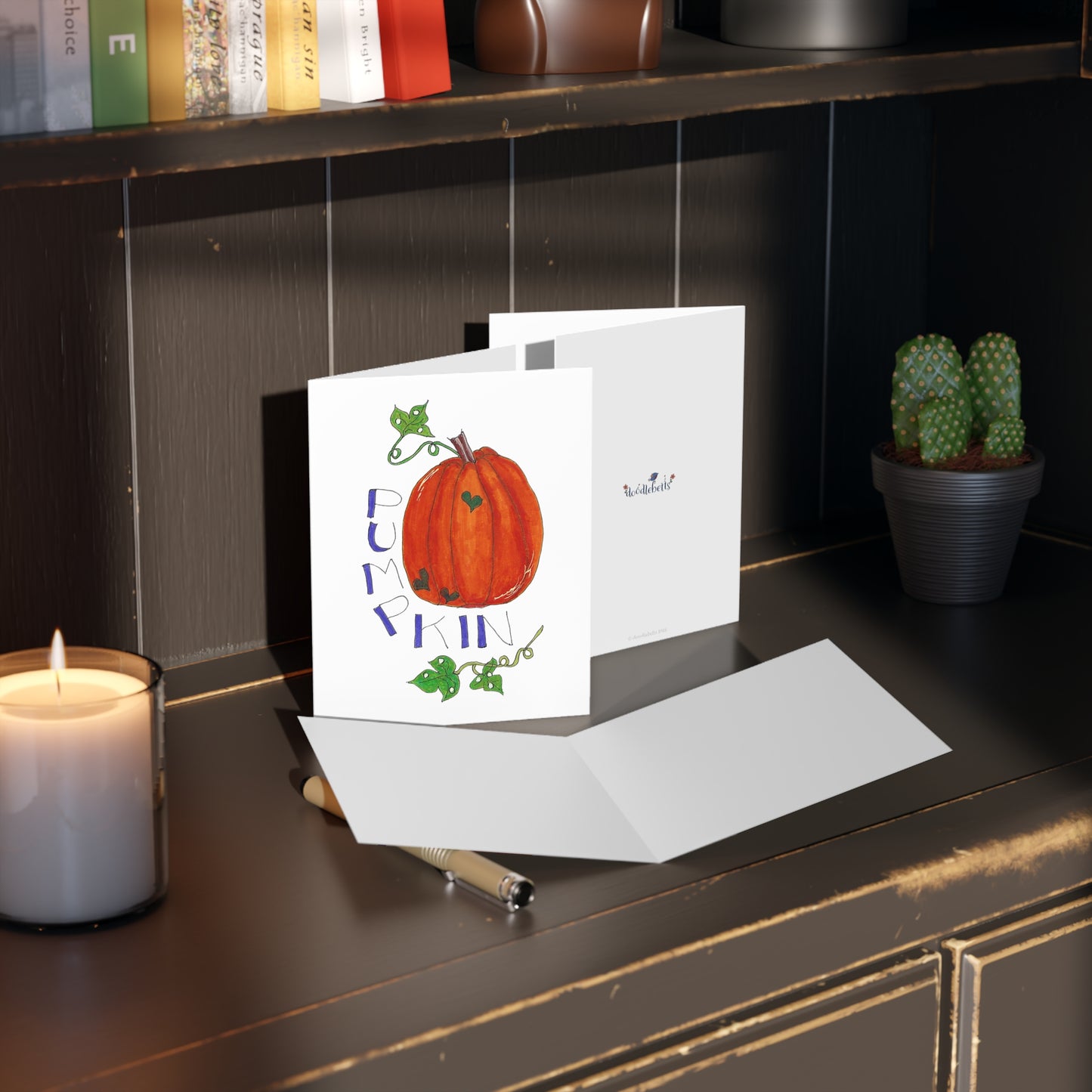 Harvest Pumpkin Greeting Card Set — Hand-Drawn Vegetable Note Cards (8/16/24 pcs)