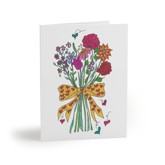 Garden Flowers and Hearts Hand-tie Greeting cards (8, 16, or 24 pcs)