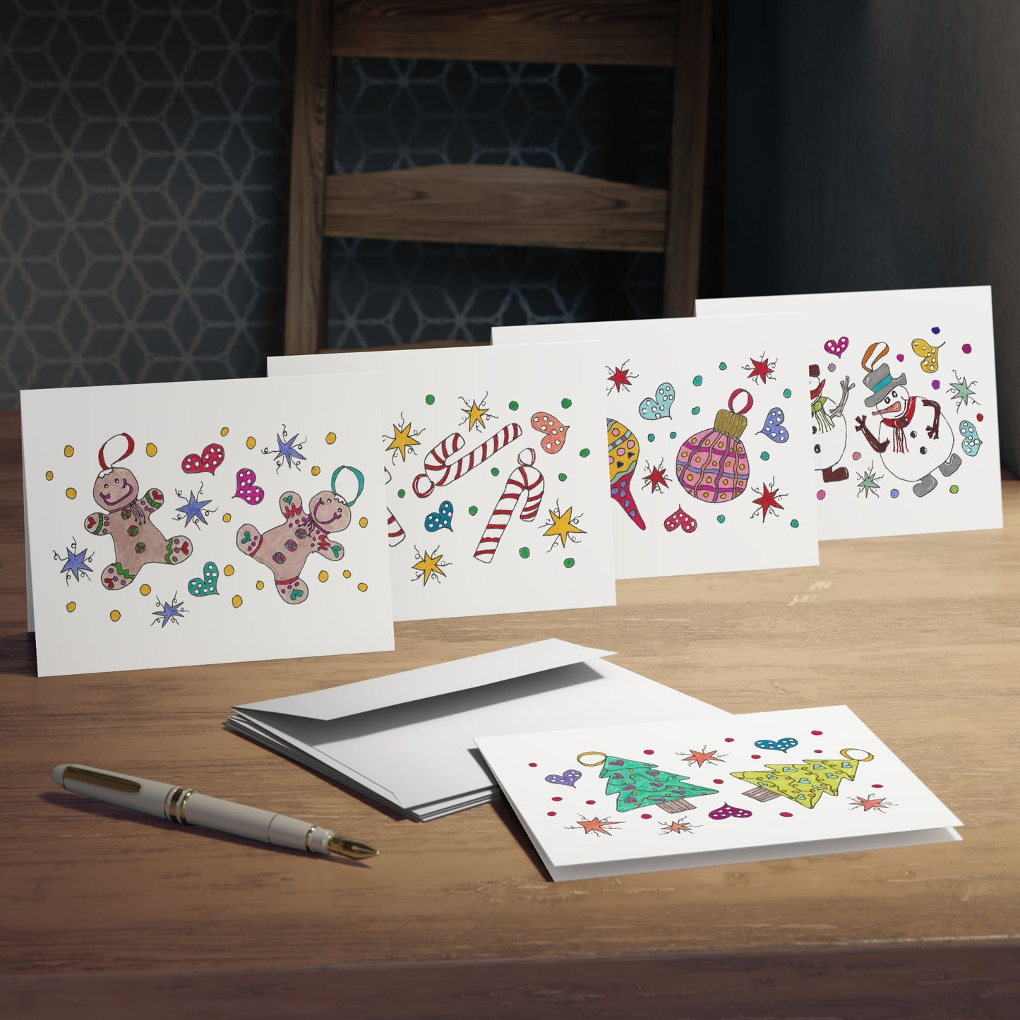 Ornament Medley Greeting Card Multipack, 5 Festive Designs