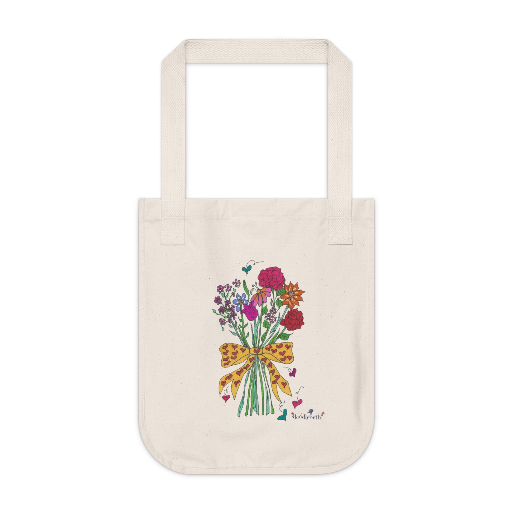 Floral Tote Bag – Eco-Friendly Medium Hand-Tie Tote