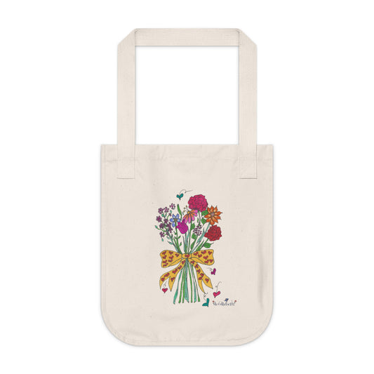 Floral Tote Bag – Eco-Friendly Medium Hand-Tie Tote