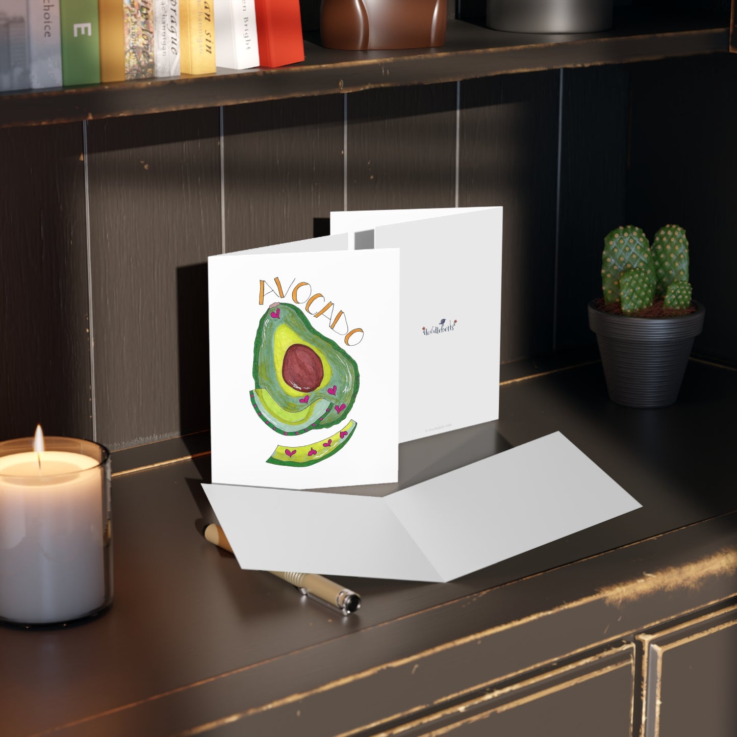 Avocado Greeting Cards — Sliced Avocado Note Cards (Sets of 8/16/24)